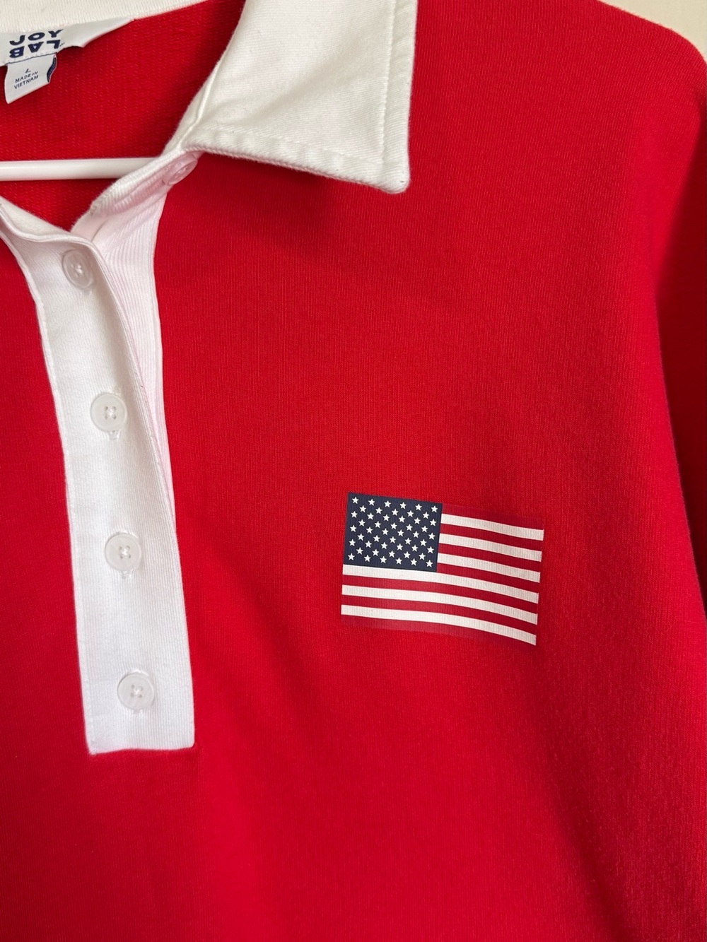 JoyLab Red Crewneck Rugby Sweatshirt with White Collar - Picture 4 of 5